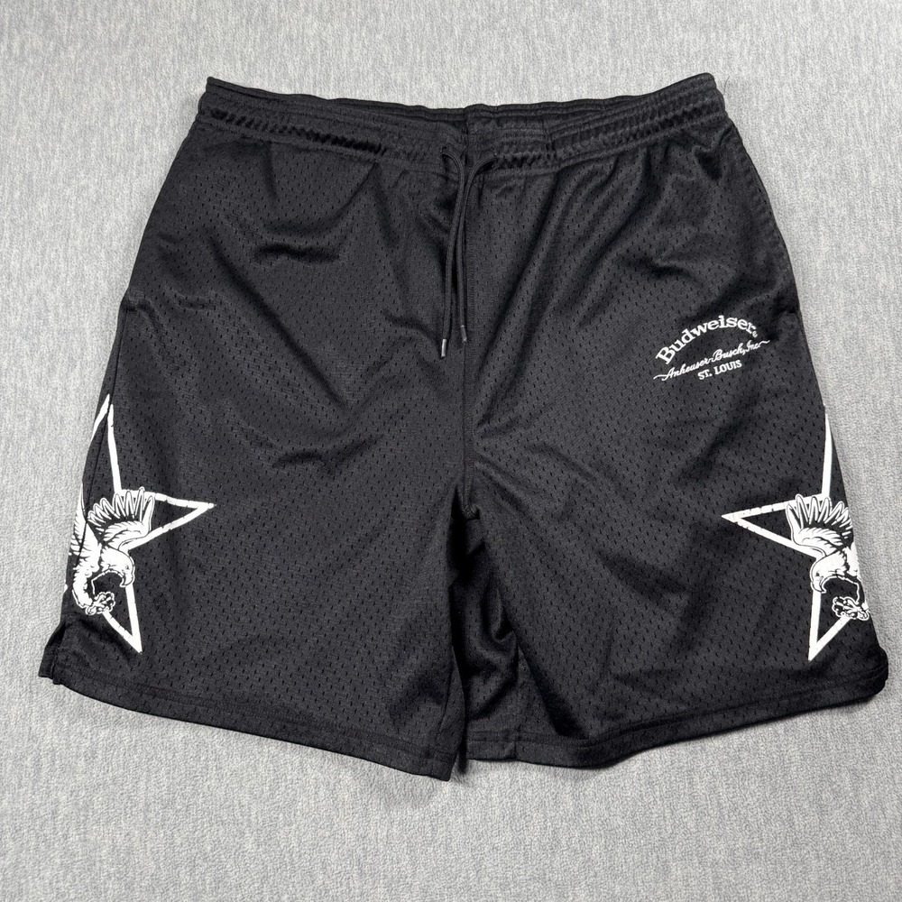 Budweiser PacSun Shorts Men Unstated Black Graphic Mesh Gym Streetwear Hypebeast